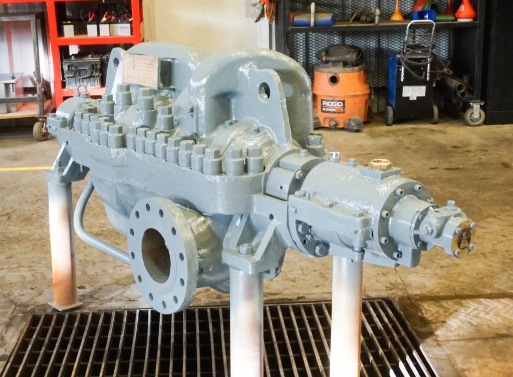 SOLD: Rebuilt Byron Jackson 4x6x9D DVMX Horizontal Multi-Stage Centrifugal Pump Complete Pump