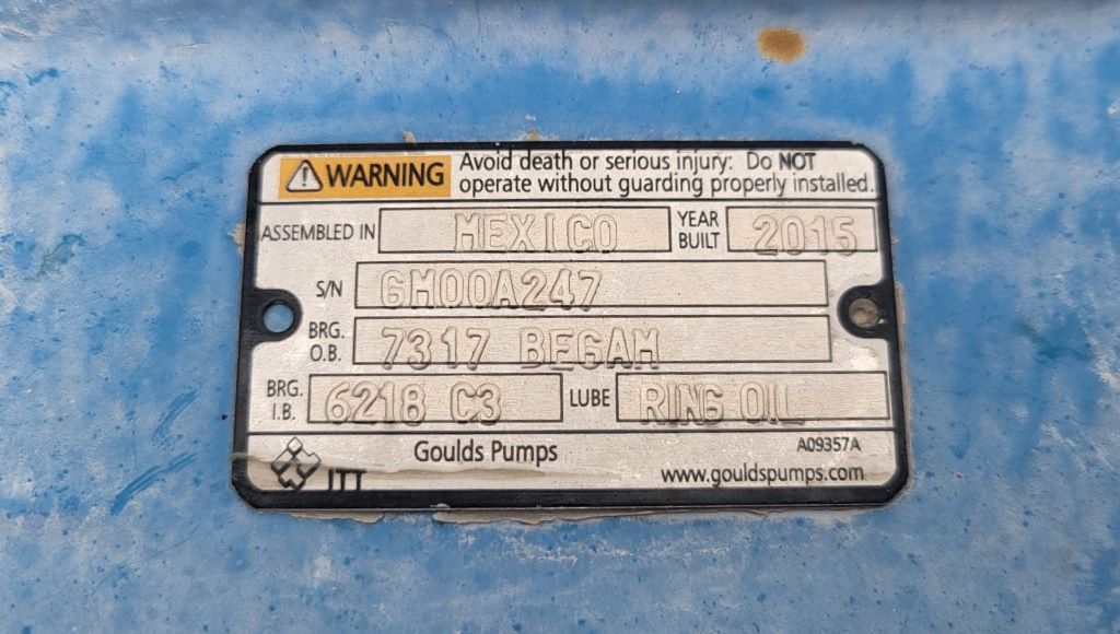 Unused Surplus Goulds 3700 XLX - 8x10-21 Horizontal Single-Stage